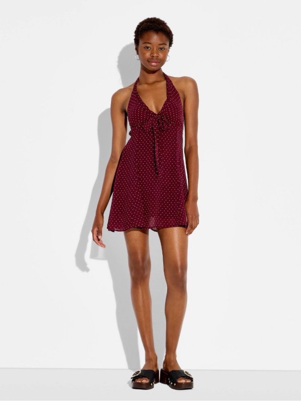 Target Polka Dot Halter Dress in Burgundy and White